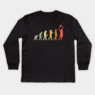 Retro Tennis Evolution Gift For Tennis Players Kids Long Sleeve T-Shirt